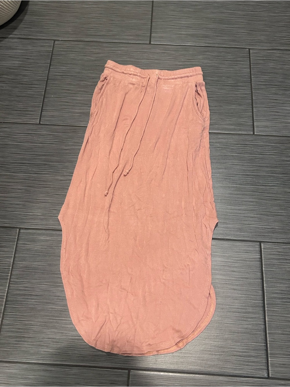 Everyday Drawstring Maxi Skirt in Dusty Pink